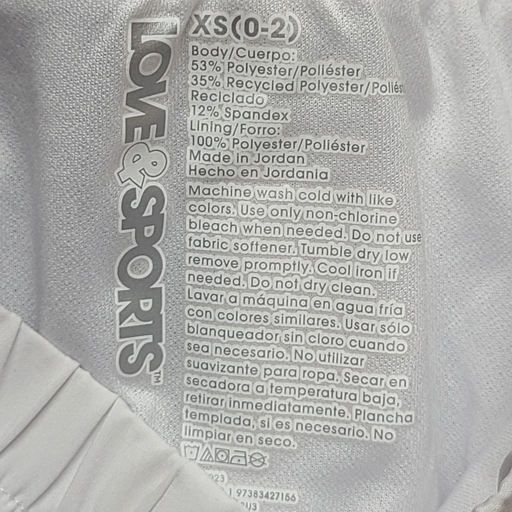 Love & Sports Running Shorts Womens XS White‎ Excellent Contrast Trim Drawstring